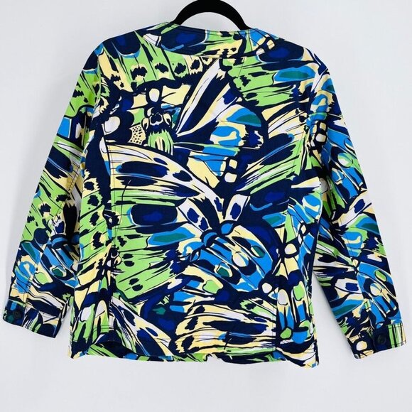 Chico's Art to Wear Jacket Size L (2)  Multicolor Crop No Collar Button Front - Picture 5 of 12